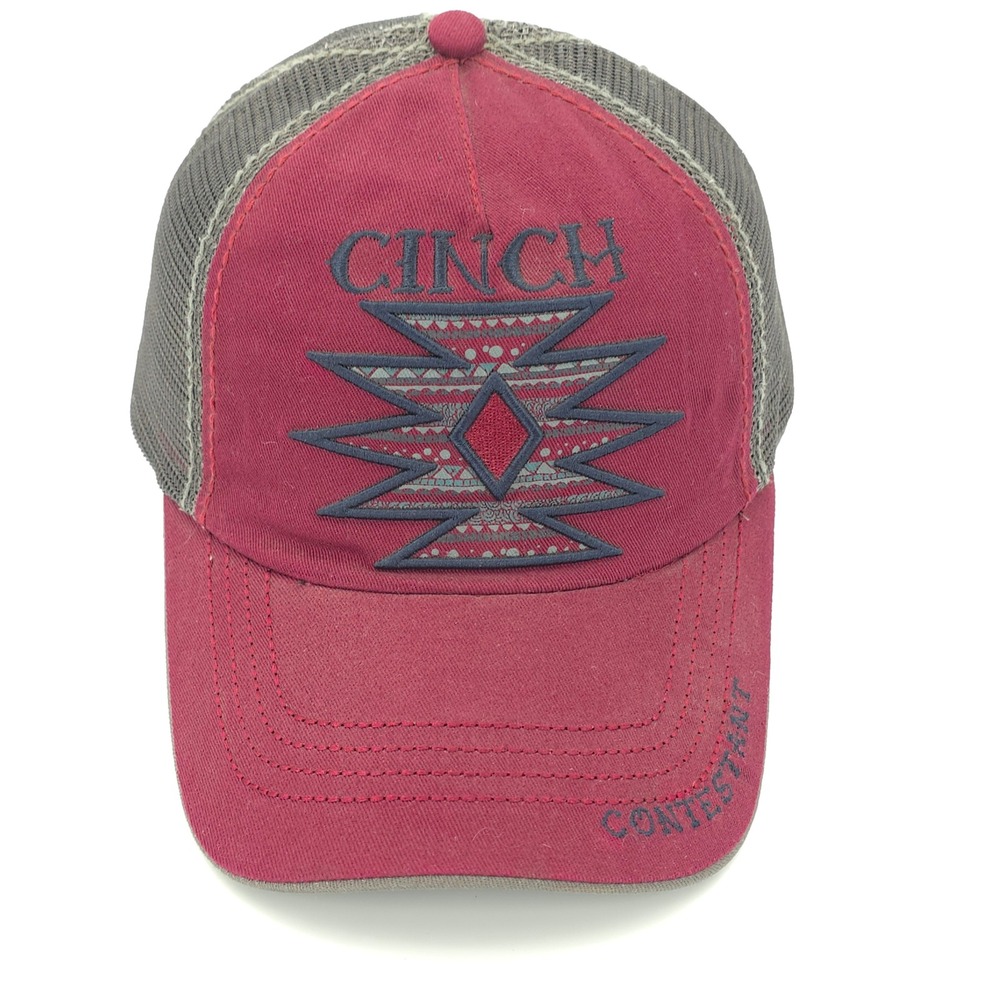 Cinch Hat Cap Mens Strap Back Maroon CNFR 2013 Contestant Western Rodeo Trucker